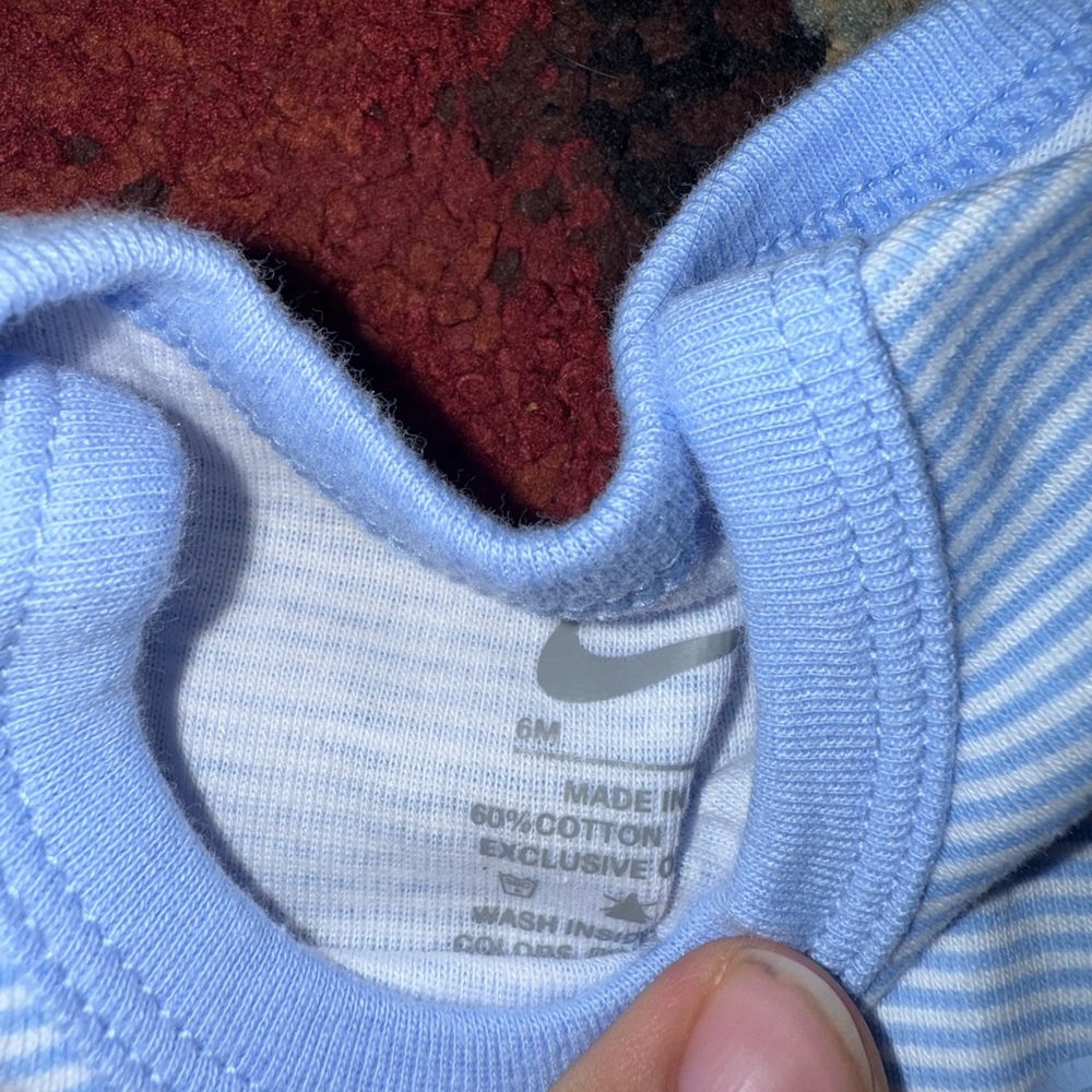 Nike Light Blue Striped Infant Bodysuit